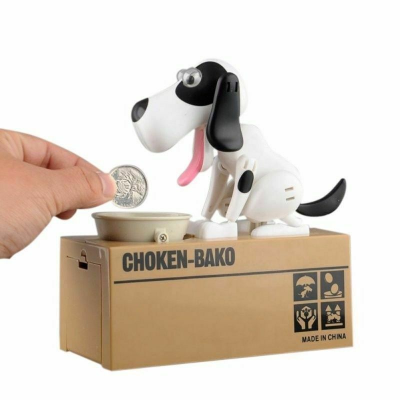 Piggy Bank Cute Dog Eating Coins Money Box Nice Puppy Good Gift