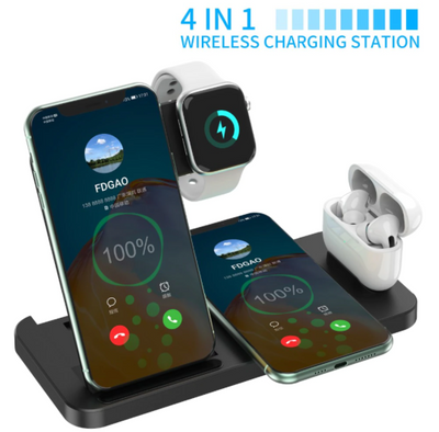 15W Fast Wireless Charger 4 in 1 Charging Dock Station For iPhone 12 11 Pro XS MAX XR X 8 Apple Watch SE 6 5 4 3 AirPods Pro