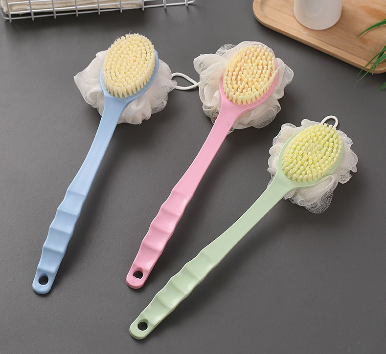 Two-side Long-handled Soft Hair Bathing Back Scrubbing Brush Scrubbing Artifact Bath Brush Scrubbing Towel Household Bathroom Supplies