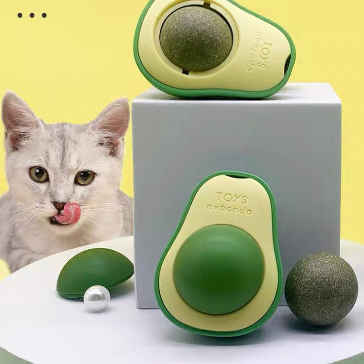 Spin Mint Ball Creative Avocado Catnip Ball Self-hey Cat Ball Molar Teeth Toy Edible Cat Ball Cat Toys Pet Supplies