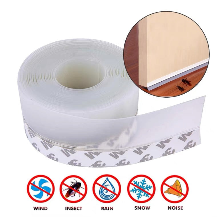 5m Door Bottom Sealing Strip Tape Weather Window Silicone Rubber Weatherstrip Windproof Dust Self Adhesive Windshield Tape