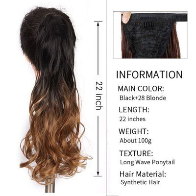 Xnaira Long Syntheti Straigight Wrap Around  Ponytail Fake Hair Pony Tail For Women Clip In Hair Extension High Temperture Fiber