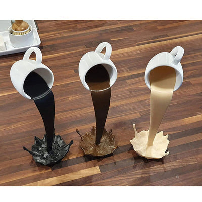 【Floating Coffee Cup】Resin Statues Floating Coffee Cup Art Sculpture Home Kitchen Decoration Crafts Spilling Magic Pouring Liquid Splash Coffee Mug