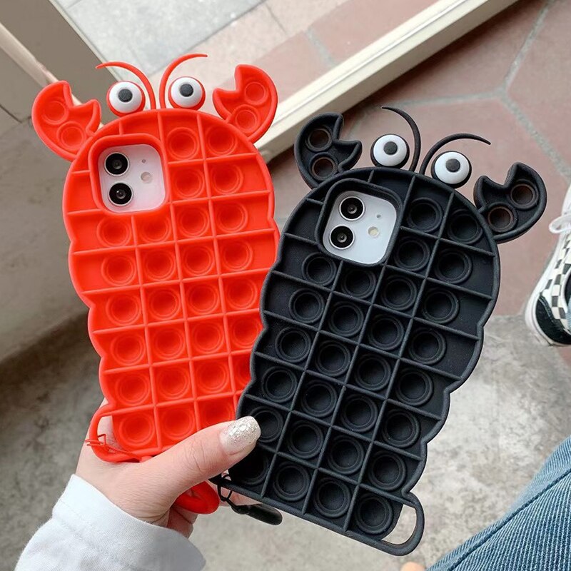 Funny Release Stress Phone Cases For iPhone Decompression Bubble Toy Soft Silicon Cover