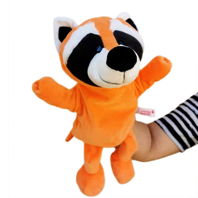 30cm Legged Animal Hand Puppet Plush Toys Wolf Lion Panda Raccoon Hand Puppets Educational Story Doll Toy for Children Kid