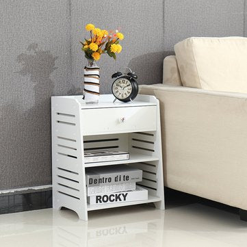 3Layer White Nightstand Storage End Side Table Cabinet Organizer