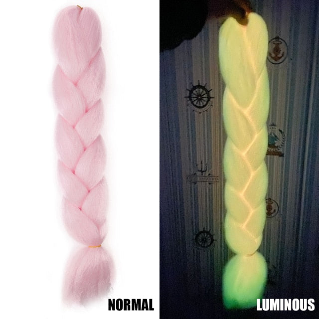 Synthetic Braiding 24inch 100g Luminous Jumbo Braids Shining hair In The Darkness Glowing Braiding Hair