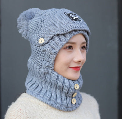 Winter knitted Beanies Hats Women Thick Warm Beanie Skullies Hat Female balaclava Bonnet Beanie Caps Outdoor Riding Sets