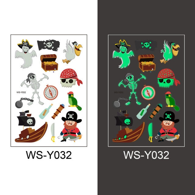 Tattoo Stickers Luminous Child Kid Temporary Fake Tattoos Glow Paste on Face Arm Leg for Children Body Art Mermaid Sticker