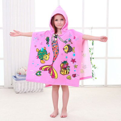 Baby Shower Cap Toddler Hooded Beach Bath Towel Animals Soft Swim Pool Coverup Poncho Cape For Boys Kids Children 1-12 Years Old Bath Robe