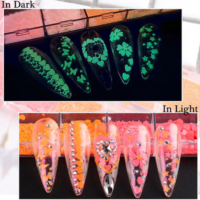 Luminous Nail Neon Glitter Sequin Butterfly Hexagon Fluorescent Green Flake Glow in the Dark Nail Art Manicure Decoration BE1861