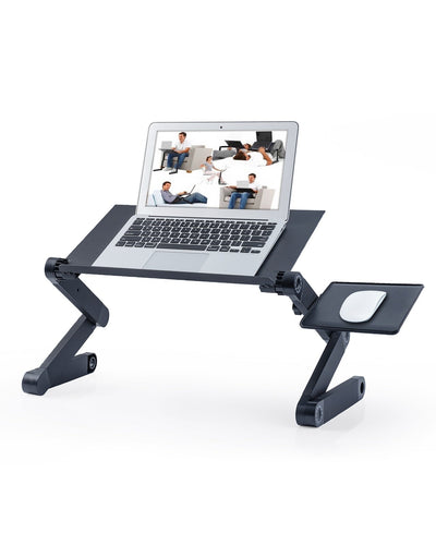 „ÄêAdjustable Bed Table„ÄëAdjustable Aluminum Laptop Desk for Bed Table Ergonomic Portable Notebook Stand Tray Sofa Bed with Mouse Pad Black