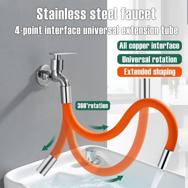 Faucet Extension Extender Bathroom 360° Rotation Adjust Free Bending Faucet Splash-proof Universal Extension Tub Water tap