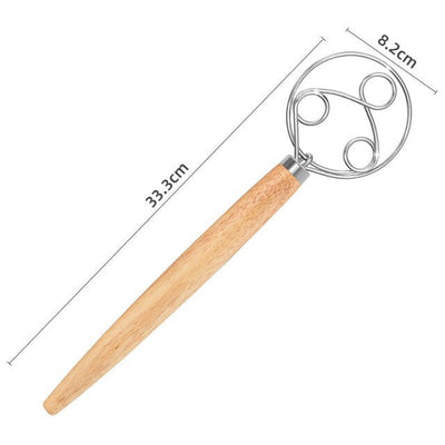 13 inch Danish Dough Whisk Egg Beater Stainless Steel Dutch Bread Dough Mixer DIY Baking Tools Wood Handle Kitchen Gadgets