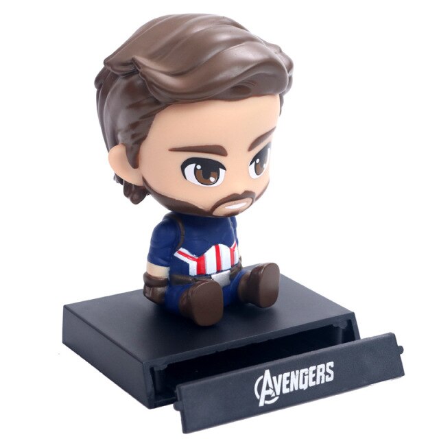 Shake Bobble Head Phone Holder Bracket PVC Action Figure Jack  Demon Slayer SuperHero Captain American Hulk Car Toys