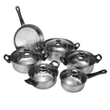 6 Pcs Cookware Set Stainless Steel Pots Frying Pan