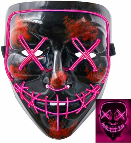 Costume Halloween Face Mask LED Light Up 3 Modes Cosplay Clubbing Party Purge