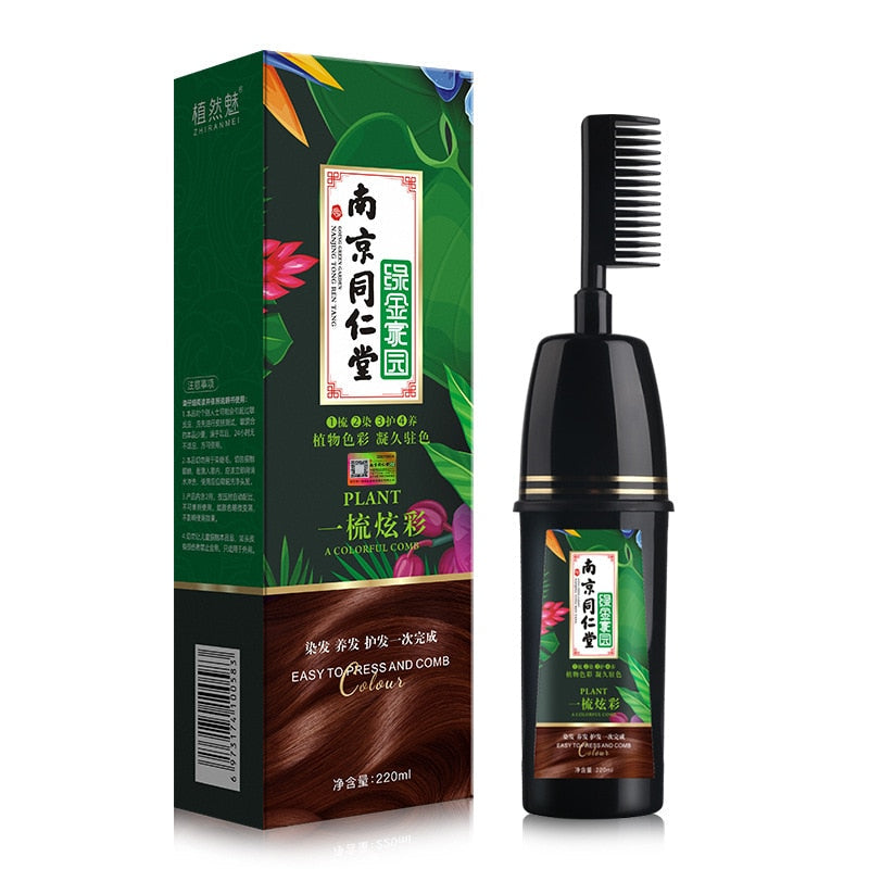 220ml Tongrentang Green Gold Home Garden Plant Color One Wash and One Comb Color Hair Dye Free shipping