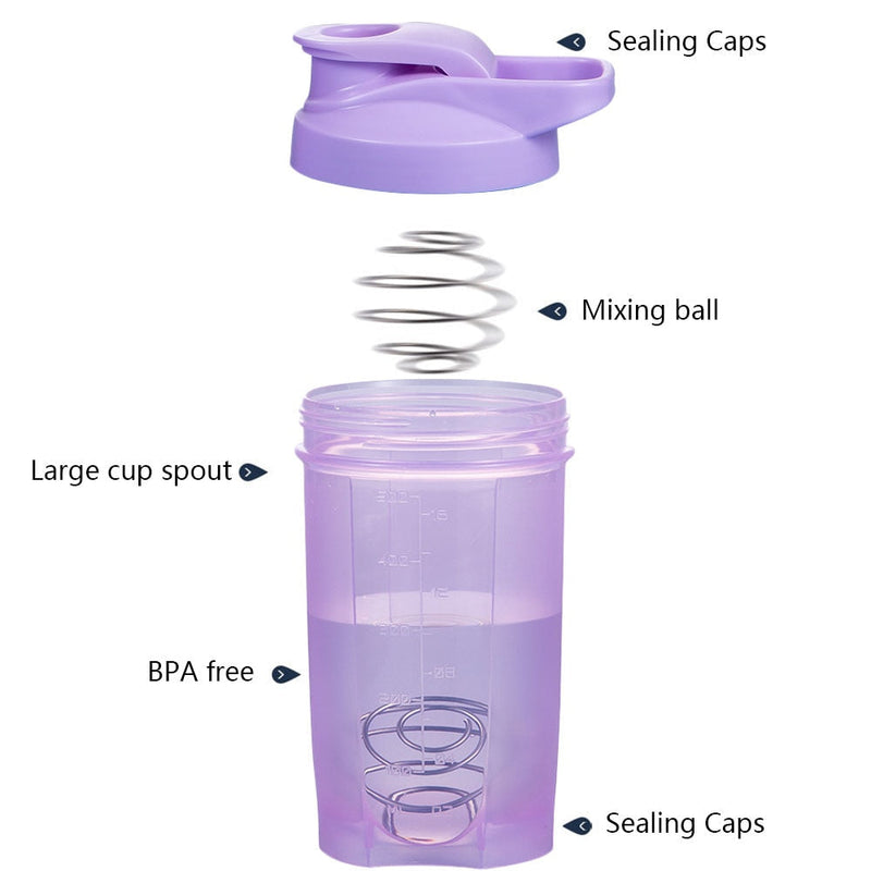 Shaker Bottle with Wire Whisk Balls Shaker Cups for Protein Mixes BPA Free 16-Ounce 500ml Portable Mixer Coffee Milk Stirring