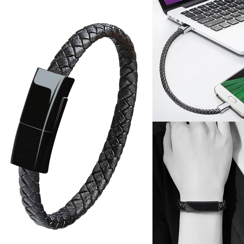 Charging Bracelets Cable Data Charger Cord Fashion Double Braided Leather Wrist Line