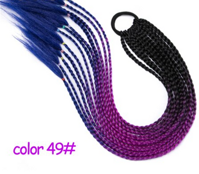 Ponytail Hairpiece With Rubber band hair ring  24 inch crochet braid Synthetic Hair Ponytail Hair Extension Pink,Rainbow