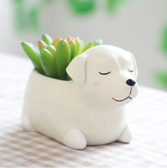 Creative Flower Pot Cartoon Dog Puppy Resin Planters Pots For Flowers Desktop Macetas Home Garden Decoration