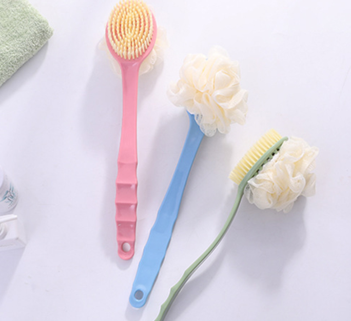 Two-side Long-handled Soft Hair Bathing Back Scrubbing Brush Scrubbing Artifact Bath Brush Scrubbing Towel Household Bathroom Supplies