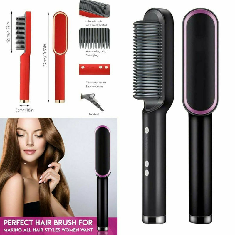 Hair Straightener Brush Hair Straightening Iron & Curler 2-in-1 Como Style