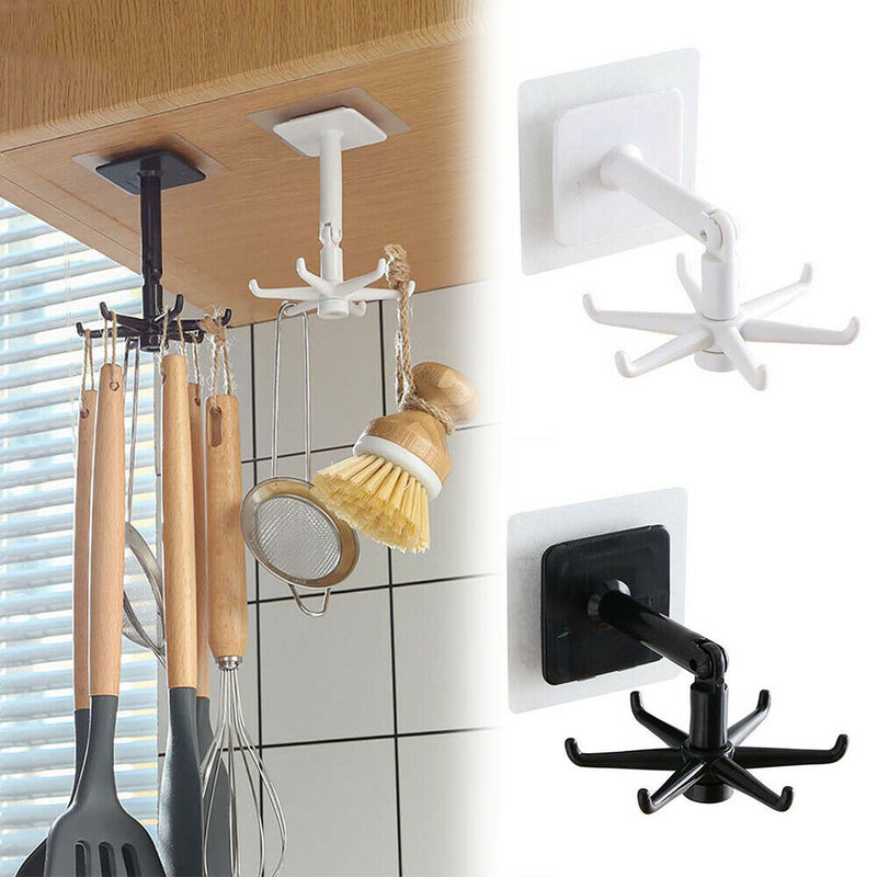 Kitchen Gadgets Accessories Bath Hooks Wall Mounted 360° Rotating Coat Hanger