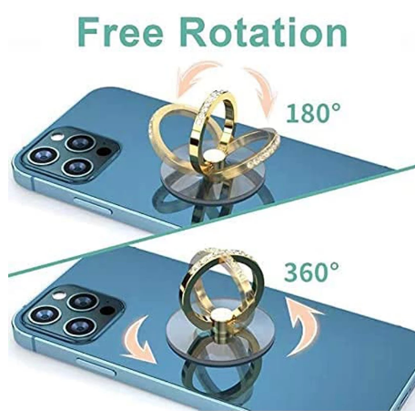 Diamond Cell Phone Ring Holder  360° Degree Rotation Kickstand Compatible iPhones