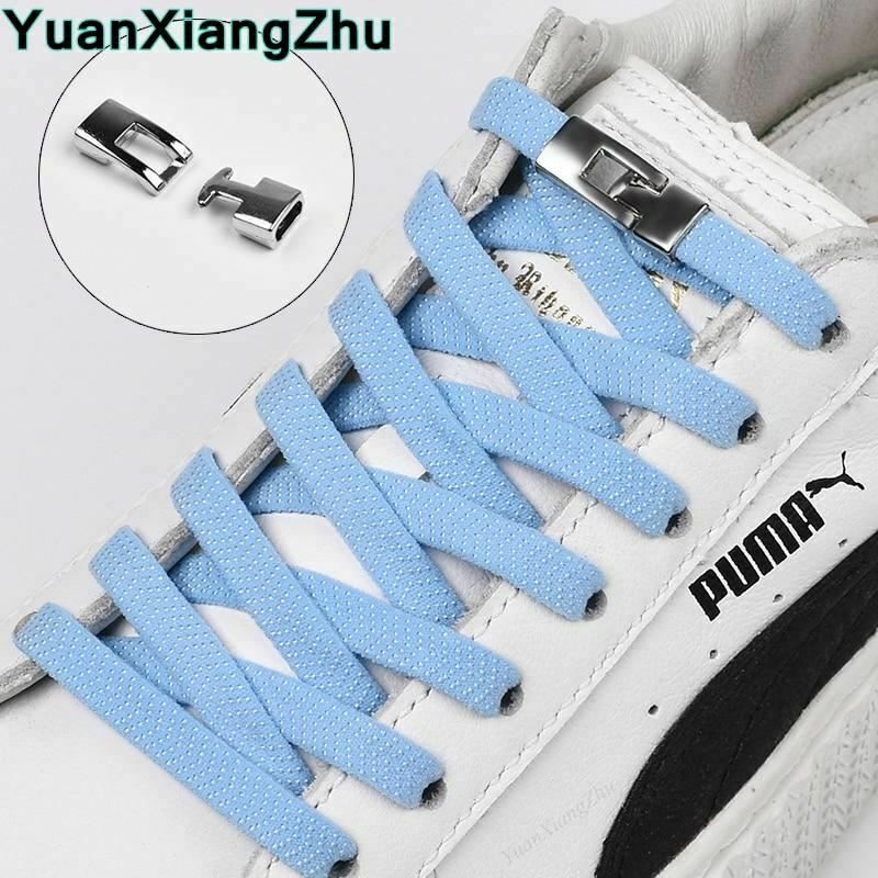 1Pair New Elastic Cross buckle ShoeLaces 1 Second Quick No Tie Shoe laces