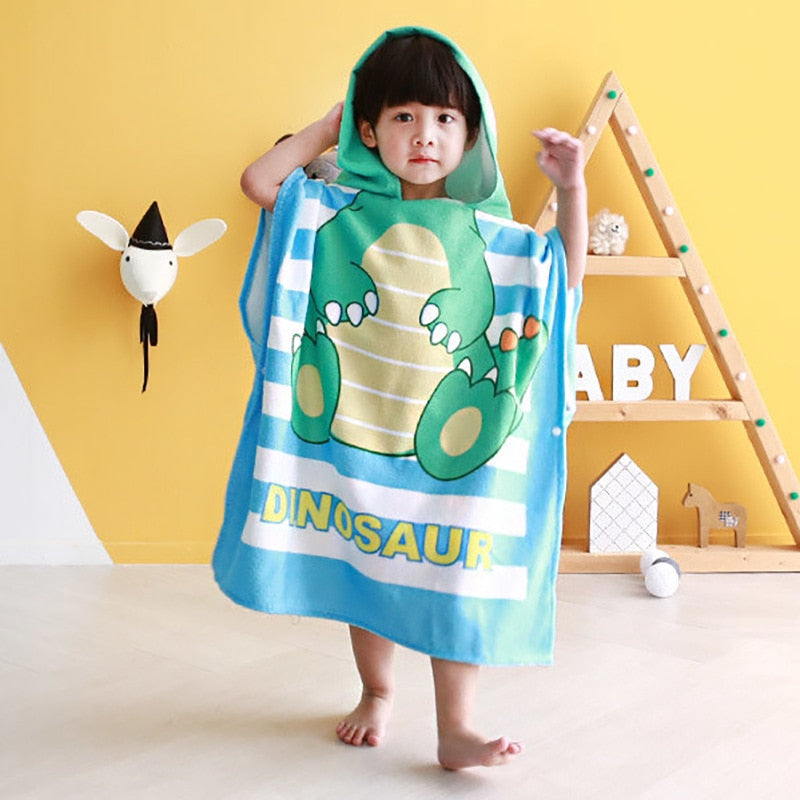 Baby Shower Cap Toddler Hooded Beach Bath Towel Animals Soft Swim Pool Coverup Poncho Cape For Boys Kids Children 1-12 Years Old Bath Robe