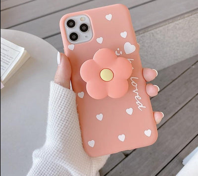 HOT 3D Lovely flower holder stand Soft phone case for iphone 12 Pro Max 12 MiNi 11 Pro Max X XS XR 6S 7 8 plus SE 2020 Cute cover