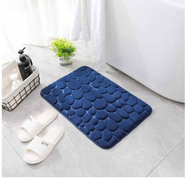 Cobblestone Embossed Bathroom Bath Mat Non-slip Carpets In Wash Basin Bathtub Side Floor Rug Shower Room Doormat Memory Foam Pad