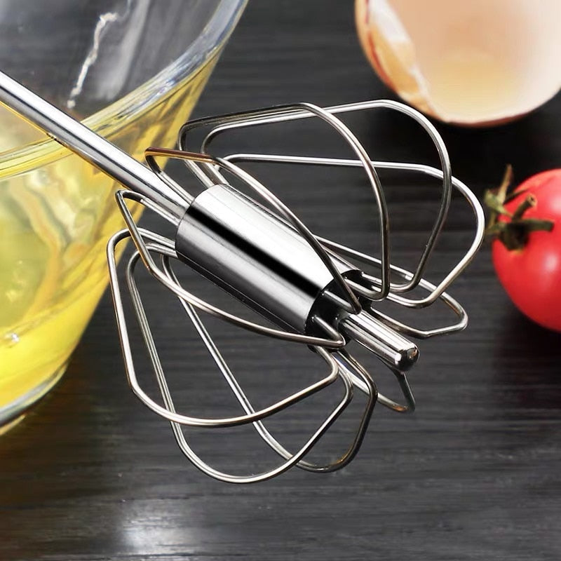 Semi-Automatic Egg Beater 304 Stainless Steel Egg Whisk Manual Hand Mixer Self Turning Egg Stirrer Kitchen Egg Tools Eggs Mixing Maker creative