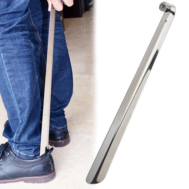 recommended Adults Home Stainless Steel Shoe Horn  Long Handle Shoes Lifter Pull Shoehorn Slip Handle Portable Shoes Remover Durable