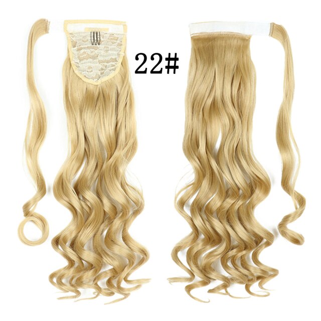 XQHAIR 22 Inch Ponytail Synthetic Hair Extension Long Wavy Wig with Clip Brown Blonde Black Ponytail High Temperature Resistant