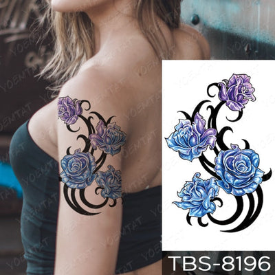 Waterproof Temporary Tattoo Sticker Chest Lace Henna Mandala Flash Tattoos Wolf Diamond Flower Body Art Arm Fake Tatoo Women Men