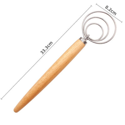 13 inch Danish Dough Whisk Egg Beater Stainless Steel Dutch Bread Dough Mixer DIY Baking Tools Wood Handle Kitchen Gadgets