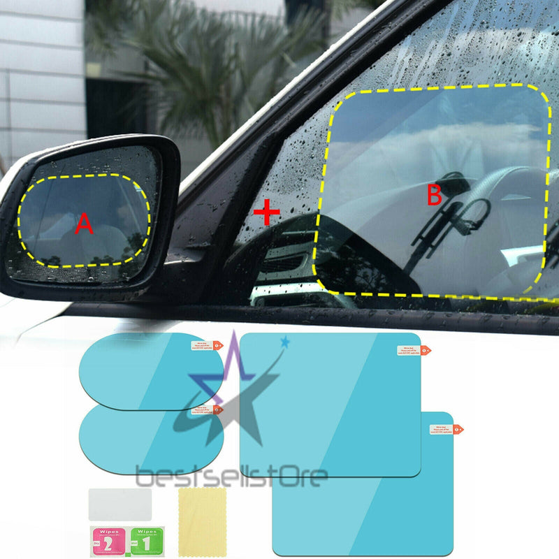 4x Waterproof For Car Rearview Mirror Rainproof Anti-Fog Rain-Proof Film Sticker