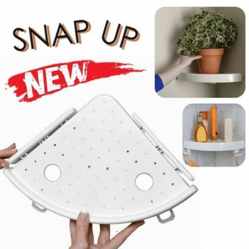 Bathroom Snap Up Corner Shelf Rack Triangle Grip Storage Wall Mount Holder New N