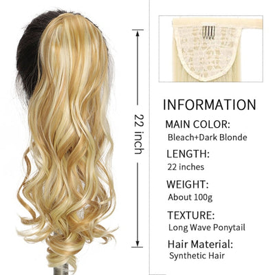 Xnaira Long Syntheti Straigight Wrap Around  Ponytail Fake Hair Pony Tail For Women Clip In Hair Extension High Temperture Fiber