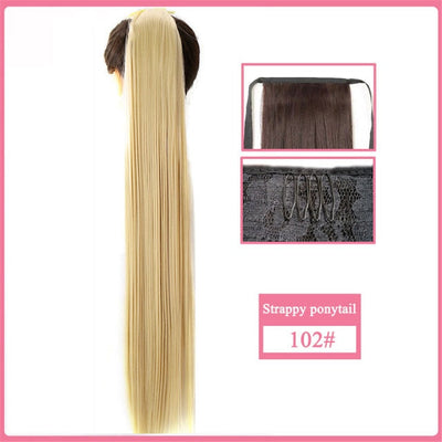 【Fake Hair Wig】30-Inch Synthetic Hair Fiber Heat-Resistant Straight Hair With Ponytail Fake Hair Chip-in Hair Extensions Pony Tail Wig Ponytail Hairpiece Hair Ponytail Hair Extension