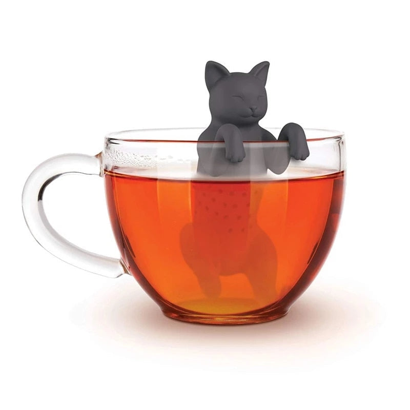 Cat Reusable Silicone Tea Infuser Creative Cut Cat Tea Strainer Leaf Herbal Spice   Filter Strainers Reusable Filter Tea Set Coffee Filter Diffuser