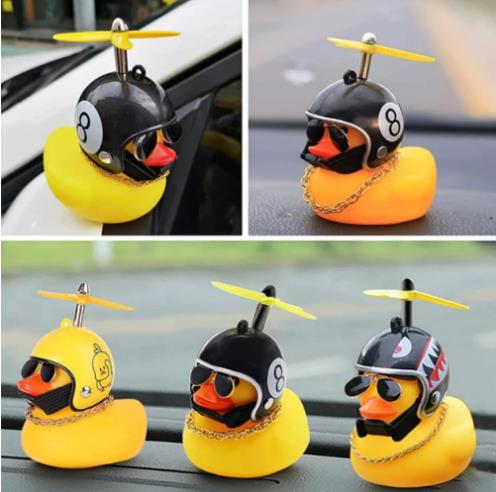 Wind Propeller Helmet Small Yellow Duck Wind & Wave breaking Car Dashboard Decor