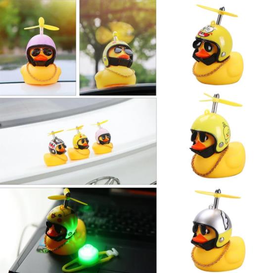 Wind Propeller Helmet Small Yellow Duck Wind & Wave breaking Car Dashboard Decor