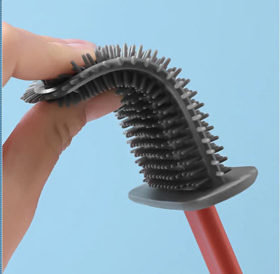 Silicone Toilet Brush Wc cleaner toilet brush with holder Flat Head Flexible Soft Bristles Brush Bathroom Accessory Gap Cleaning