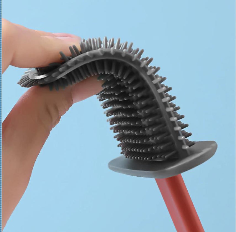 Silicone Toilet Brush Wc cleaner toilet brush with holder Flat Head Flexible Soft Bristles Brush Bathroom Accessory Gap Cleaning