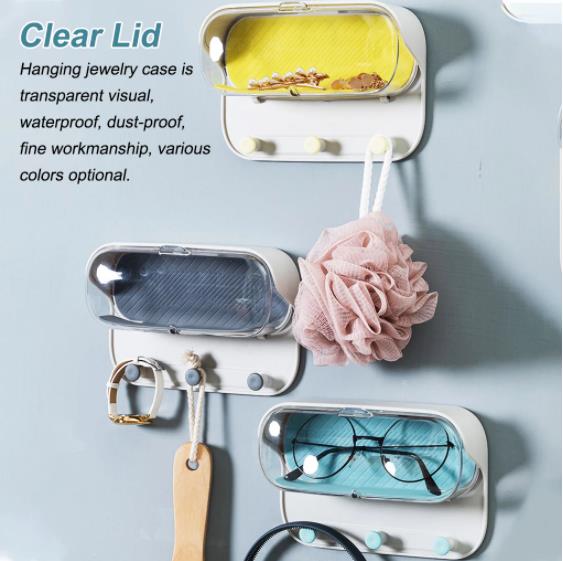 Bathroom Wall Mounted Glasses Watch Phone Box Holder Shower Transparent Jewelry Stand Bracket Cosmetic Storage Case Waterproof