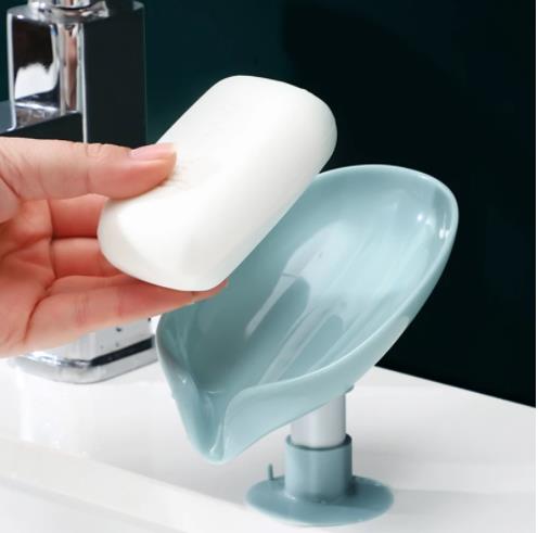 Leaf Shape Soap Box Drain Soap Holder Box Bathroom Shower Soap Holder sponge Storage Plate Tray Bathroom Supplies Bathroom Gadge